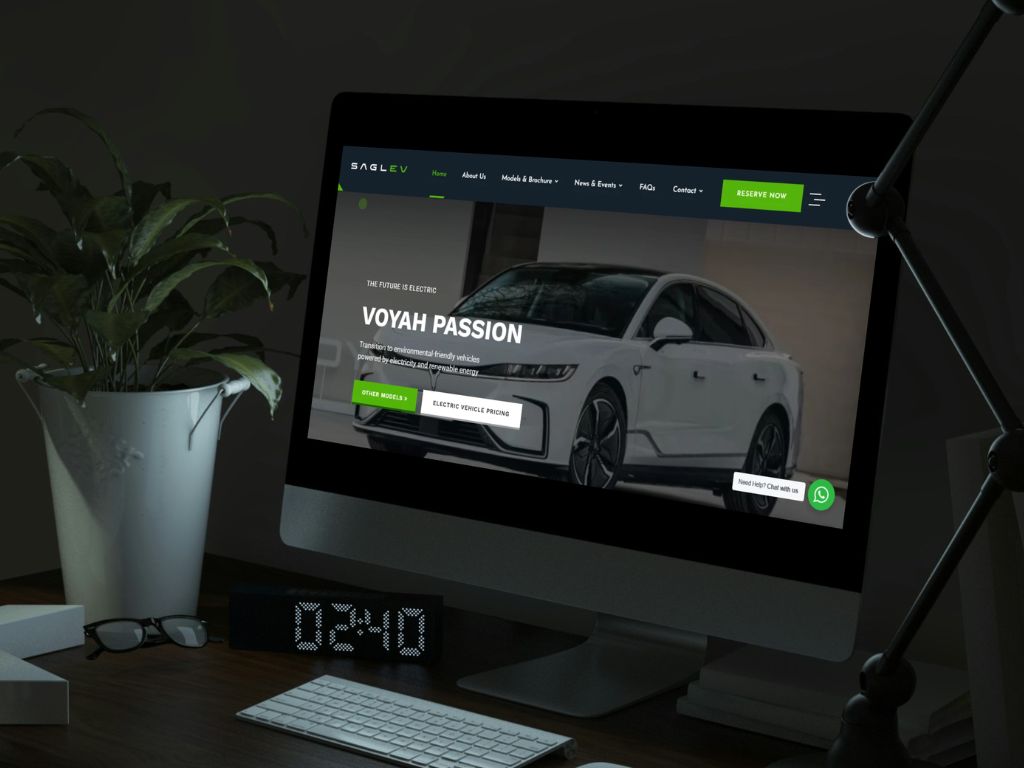 SAGLEV electric mobility platform dashboard on a desk
