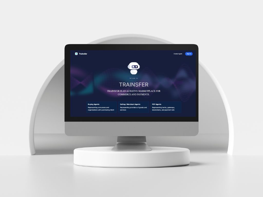 Trainsfer product interface on a desktop monitor